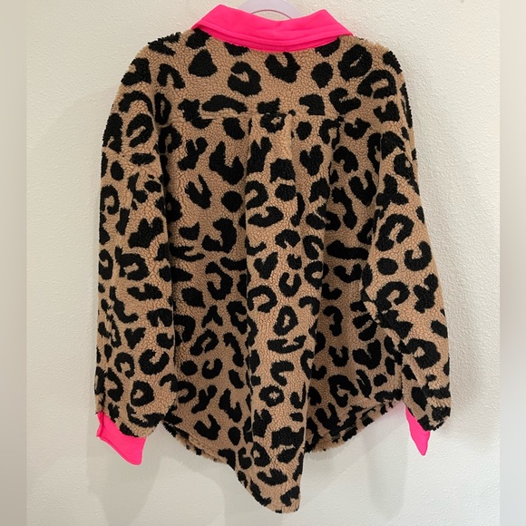 BiBi Leopard Print Oversized Shirt Jacket Boho Neutral Western Shacket - Picture 9 of 9